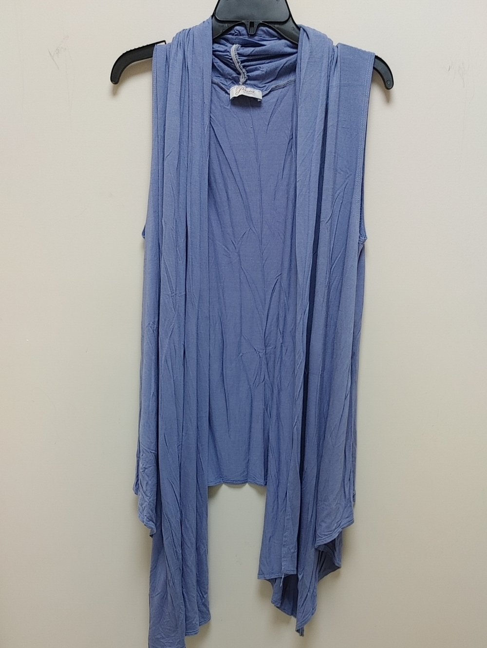 Light Blue Sleeveless Draped Cardigan Vest Will Fit Up To XL Very Soft Fabric - Picture 3 of 4